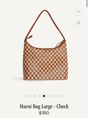 Marni Large Check Woven Shoulder Bag in Brown and Cream
